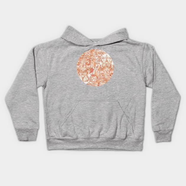 Autumn Peach Art Nouveau Pattern Kids Hoodie by micklyn